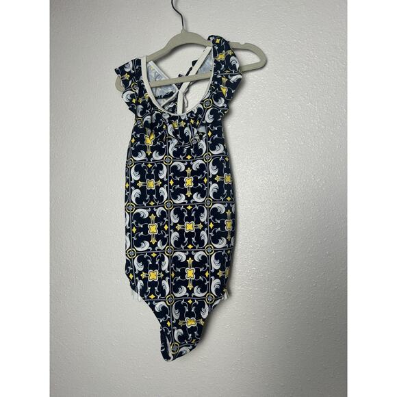 Janie and Jack Floral Ruffle One Piece Swimsuit Girl's Size 7 - Picture 1 of 5